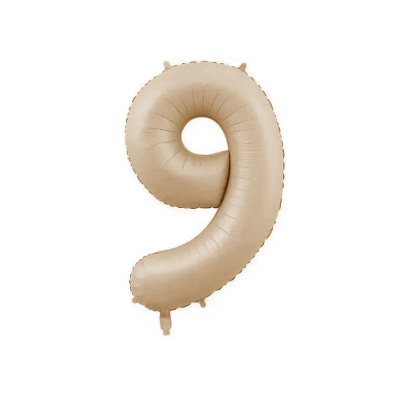 10/5/1Pc Brown Beige Cream 18inch Heart Balloons Cream Number Balloons 1 2 3 4 5 6 Birthday Number Foil Balloon Helium Air Globo