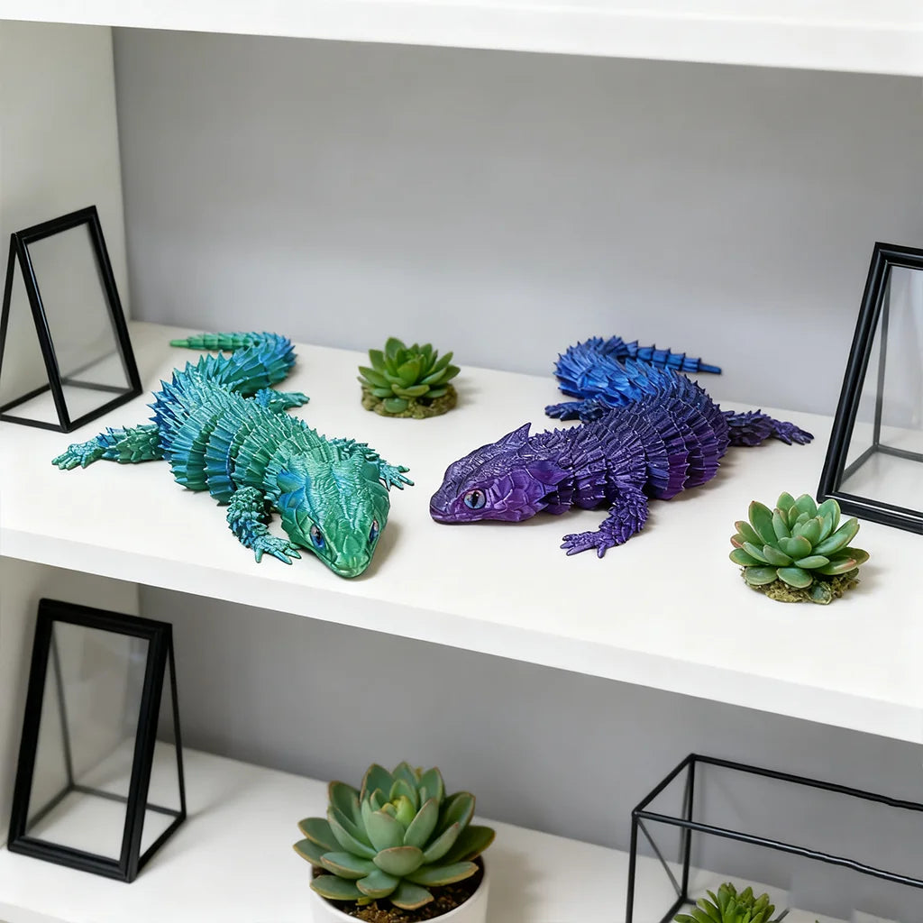 3D Printed Lizard Statue, Flexible 3D Printed Animal, Colorful Figurines Statue, Gifts, 36.5Cm/14.37In, 23.5Cm/9.25In