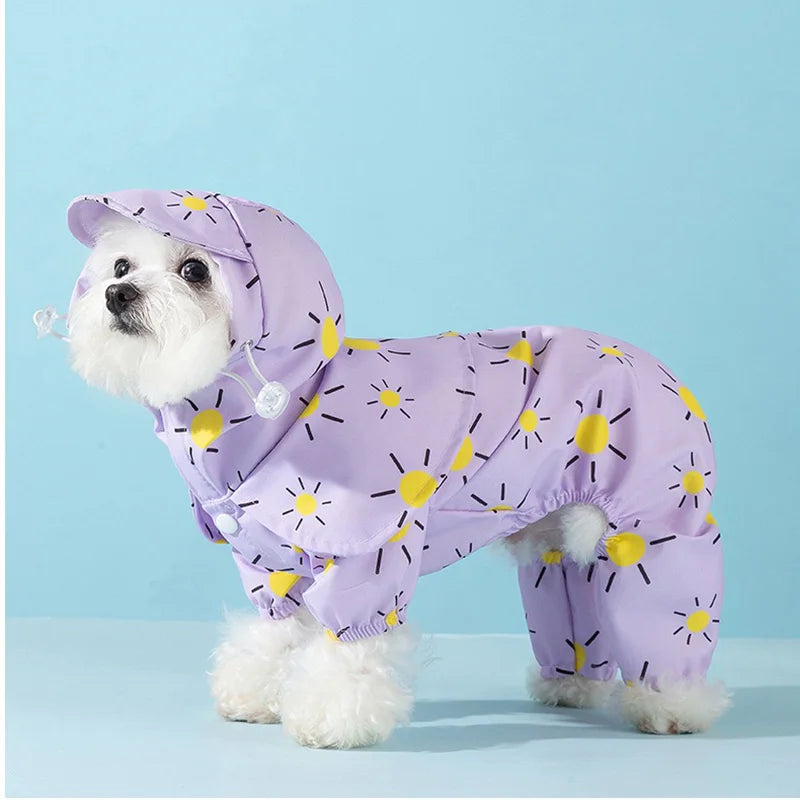 Waterproof Pet Hooded Rain Poncho Pet Puppy Dog Raincoat Colourful Sun Poncho Model Outdoor Walking Dog Rainy Shenqi