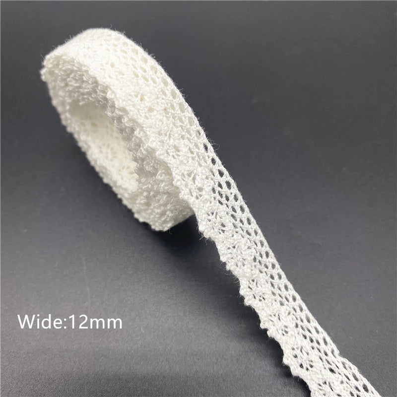 10mm-50mm 2yards White 100%Cotton Lace Ribbon For Apparel Sewing Fabric Trim Cotton Crocheted Lace Ribbon Handmade Accessories