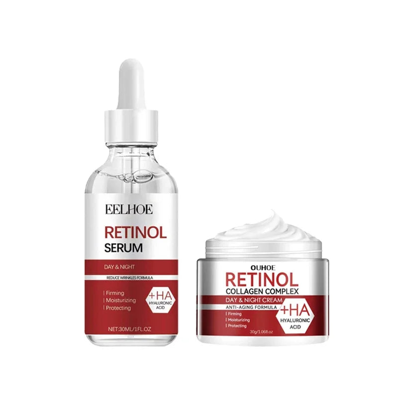 Retinol Wrinkle Remover Face Set Instant Firming Lifting Anti-Aging Serum Fade Fine Lines Whitening Korean Skin Care Products