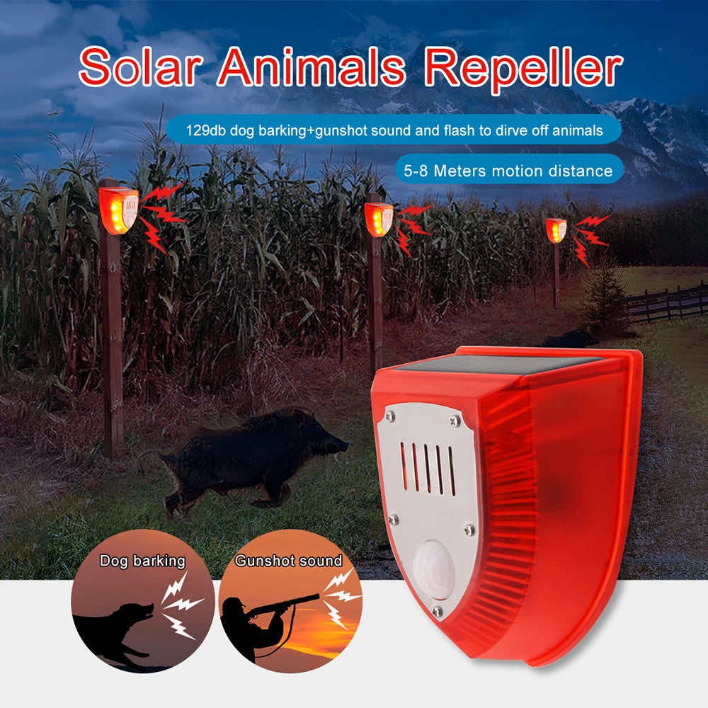 Solar Motion Sensor Alarm 129dB Siren 125° Detection 5-8m Range Weatherproof for Home Shed Garage Security Outdoor Protection