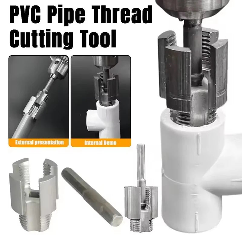 Pipe End Threading & Opening Tool - Handheld for 1/2" & 3/4" PPR/PVC, Creates Threads for Fittings & Opens Path for Wires/Cables