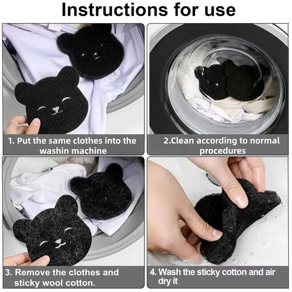 4-8Pcs Pet Hair Remover Bear Shape Laundry Balls Washing Machine Lint Catcher Reusable Clothes Sofa Cat Dog Fur Cleaning Sponge