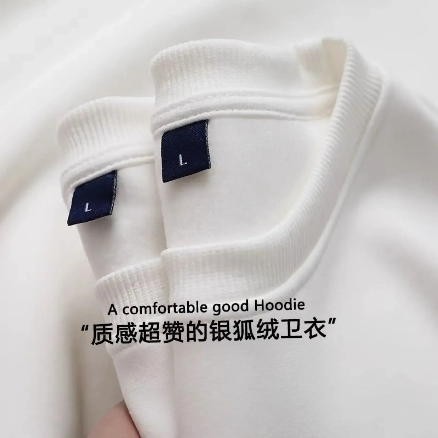 600G Pure Cotton Plush Thickened Sweatshirt Thin Plush Heavyweight Solid Round Neck Sweater Autumn Winter Warm Sweater