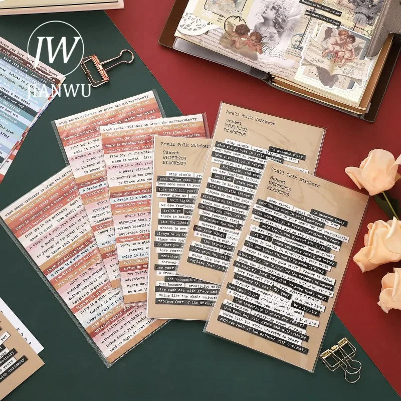 Vintage English Stickers Aesthetic Journal Decor Decals DIY Collage Scrapbooking Stickers Phone Laptop School Stationery Supplie