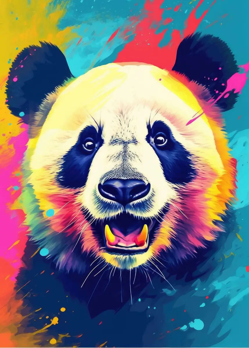 Cute Panda Blowing Bubbles Poster Graffiti Animals Art Print Canvas Painting Wall Pictures Living Room Room Home Decor Gift