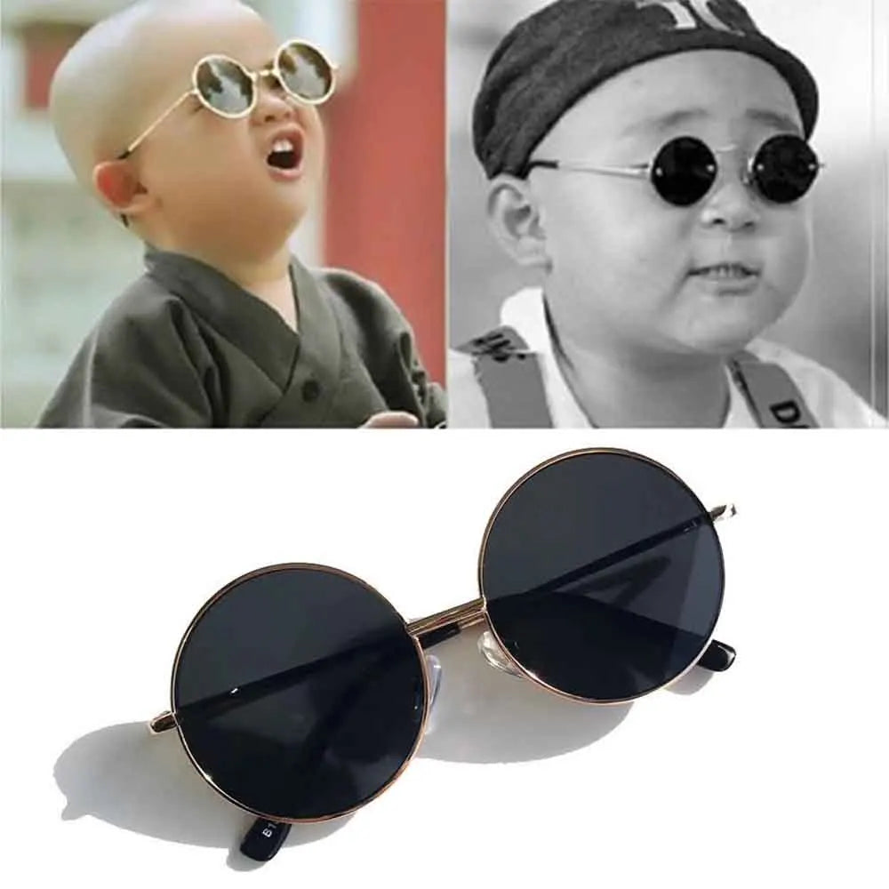 Retro Round Sunglasses Children 2-8 Years Old Baby Glasses British Style Metal Sun Sunglasses Visor Mirror Uv400
