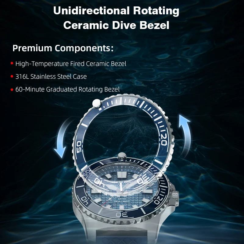 North EDGE Abyss Men Solar Powered Diving Quartz Luxury