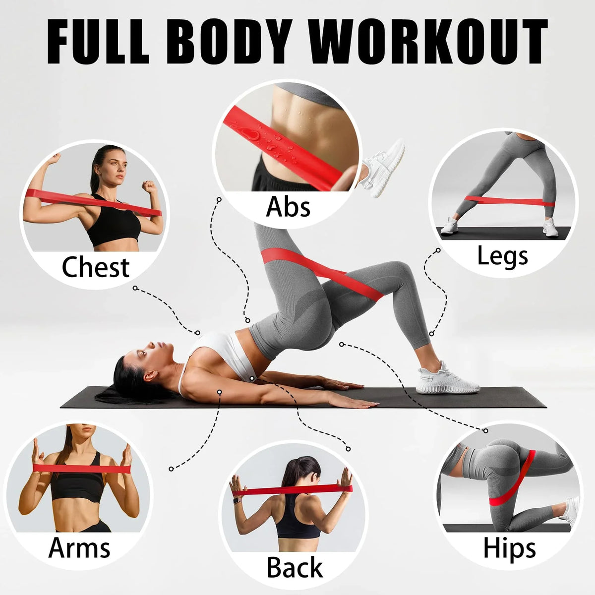 5 Levels Portable Fitness Workout Equipment Rubber Resistance Bands