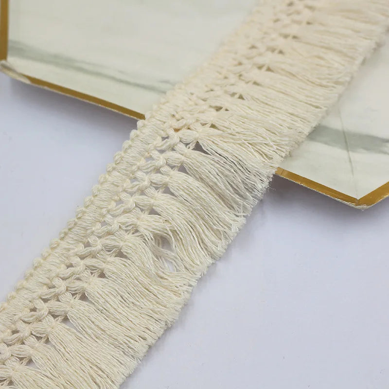 5Yard/Lot Color Cotton Fringed Lace Trim Tassel Wide 4CM Handmade DIY Garment Dress Scarves Curtain Tablecloth Sofa Accessories