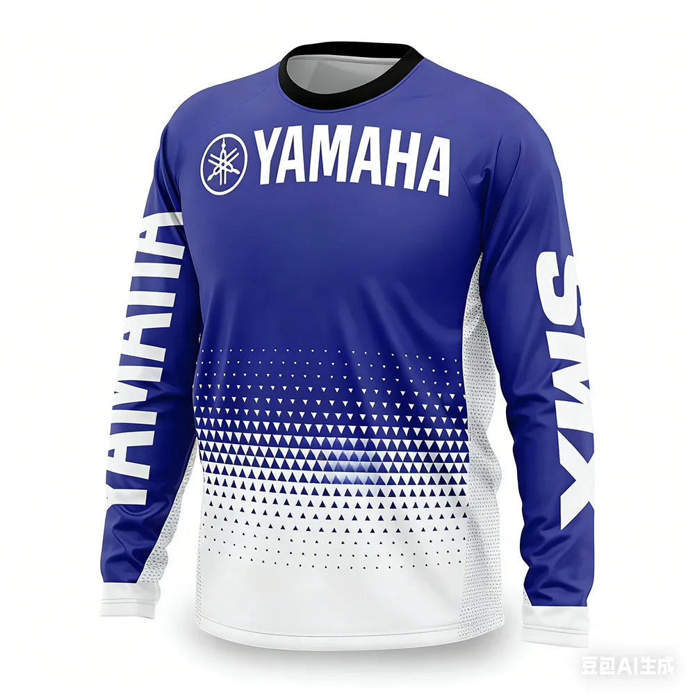 Summer YAMAHA Men Women Motorcycle Riding Suit Loose Breathable Quick Drying Off-Road Racing Suit Long Sleeved Sports T-Shirt