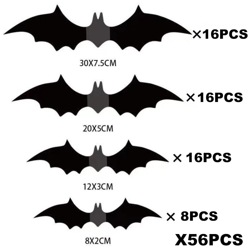 Halloween Decoration 3D Black PVC Bat Halloween Party DIY Decor Wall Sticker Bar Room Halloween Party Scary Decos Props