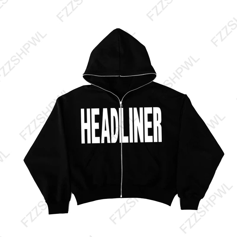 Y2k American Harajuku Punk Hip-Hop Gothic Letter Print Sweatshirt Hoodie Men And Women Retro Two-Fake Loose Oversized Steetwear