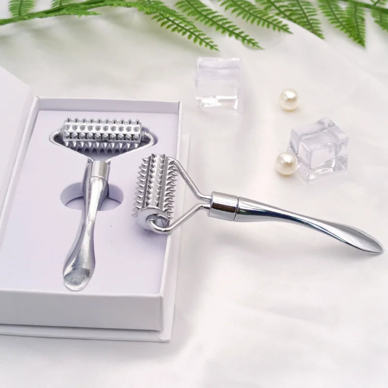 Stainless Steel Pointed Roller Spatula Massage Ball Stone Face Roller Massager To Improve Neck Facial Beauty Skin Care Tool