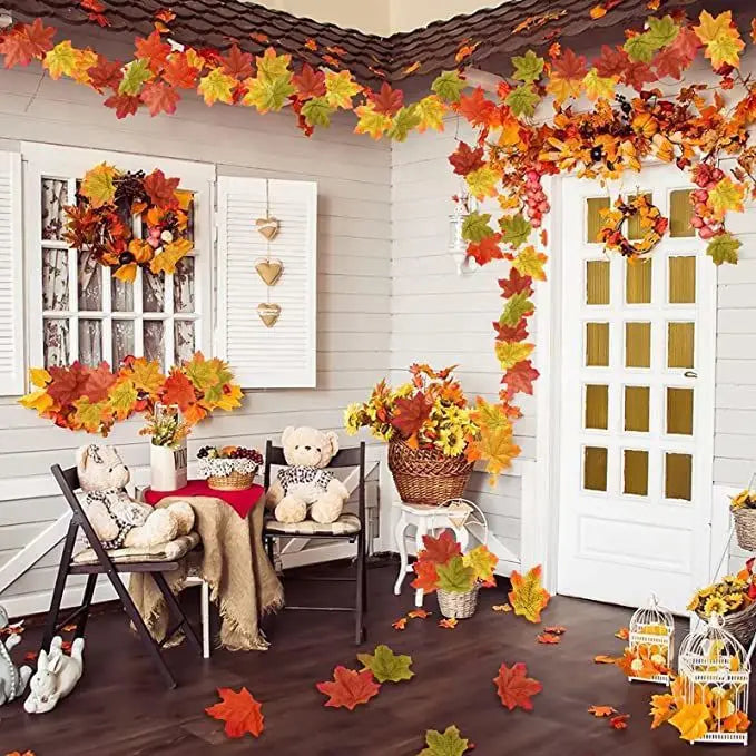 50/100/200Pcs Artificial Maple Leaves Autumn Silk Fall Leaf