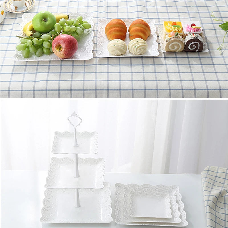 3 Tier Cake Stand Display White Rack Afternoon Tea Wedding Cupcake Plate Party Tableware Xmas Brithday Decoration Dessert Holder