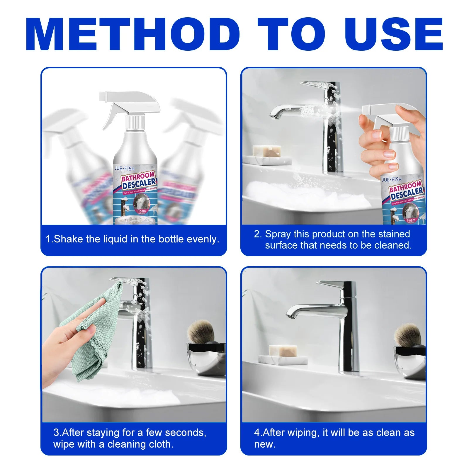 Bathroom Descaling Spray Powerful Remove Stubborn Stains Shower Head Rust Removal Bathtubs Dirt Cleaning Toilet Cleaner Spray
