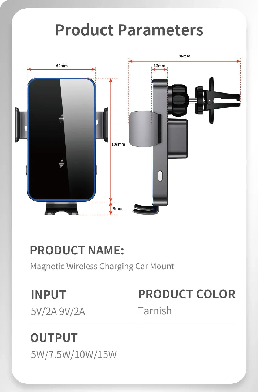 Wireless Charger Car Stand Phone Holder Dual Coil Fast Charging Station For Samsung Z Flip 4 3 2 S21 S20 S10 iPhone 15 14 13 12