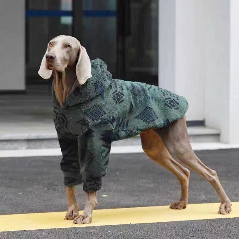 Hooded Dog Coat Winter Warm Thicken Hoodies for Medium Large Dogs, Cold Weather Pet Clothes thermal Sherpa Fleece Dog Sweatshirt