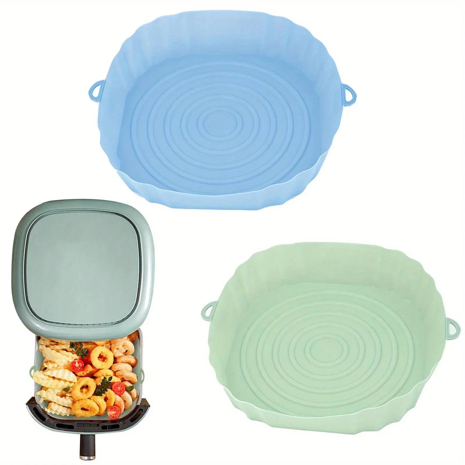 Silicone Basket for Air Fryer Oven Baking Tray Pizza Fried Chicken Silicone Mold Reusable Bakeware Liner Kitchen Accessorie