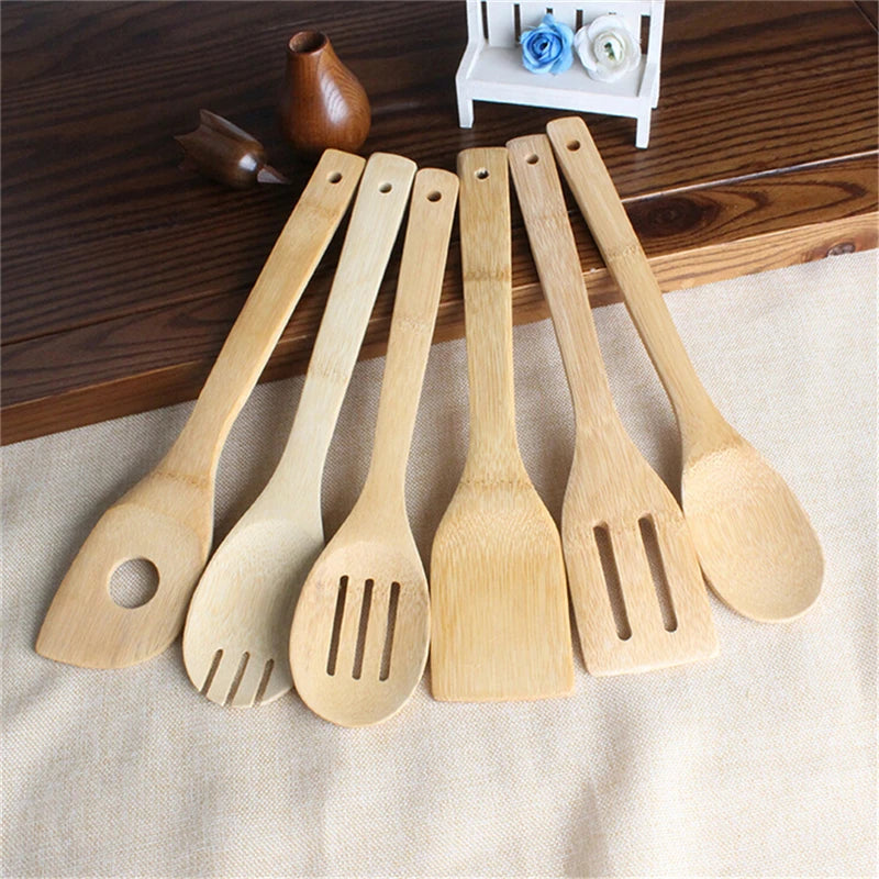 Bamboo Spoon Spatula Kitchen Utensil Wooden Cooking Tool Mixing