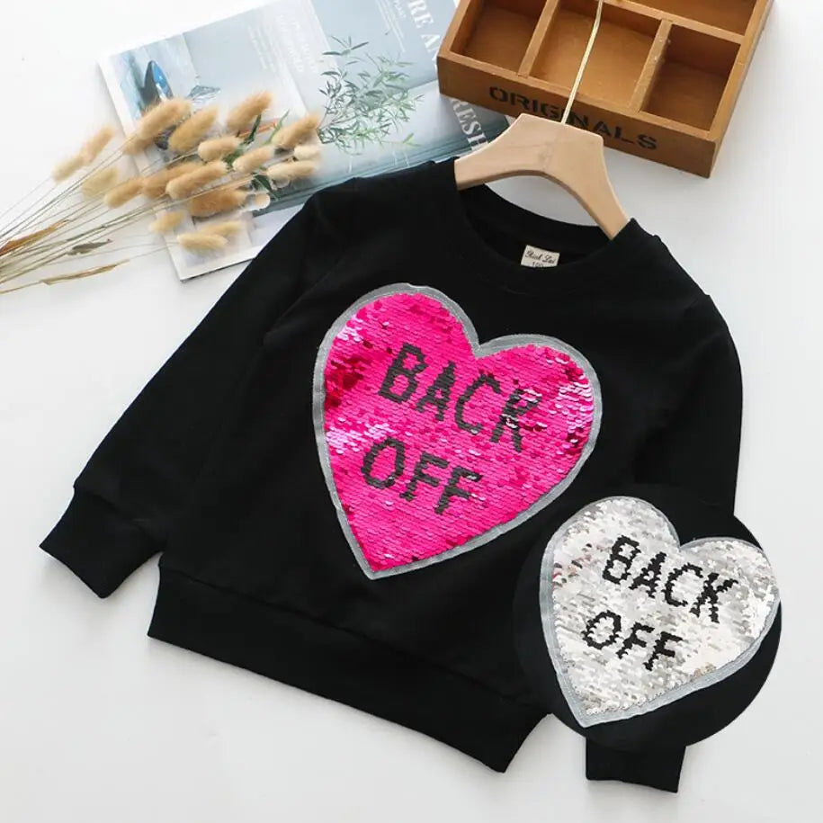 Cute Cat Baby Girls Hoody Sweatshirt Toddler Kids Cotton Sequins Cartoon Sweater Children Spring Autumn Clothes Tops
