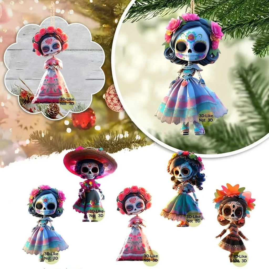 Runt 20pcs Wooden Skull Decorative Pendants With Rope