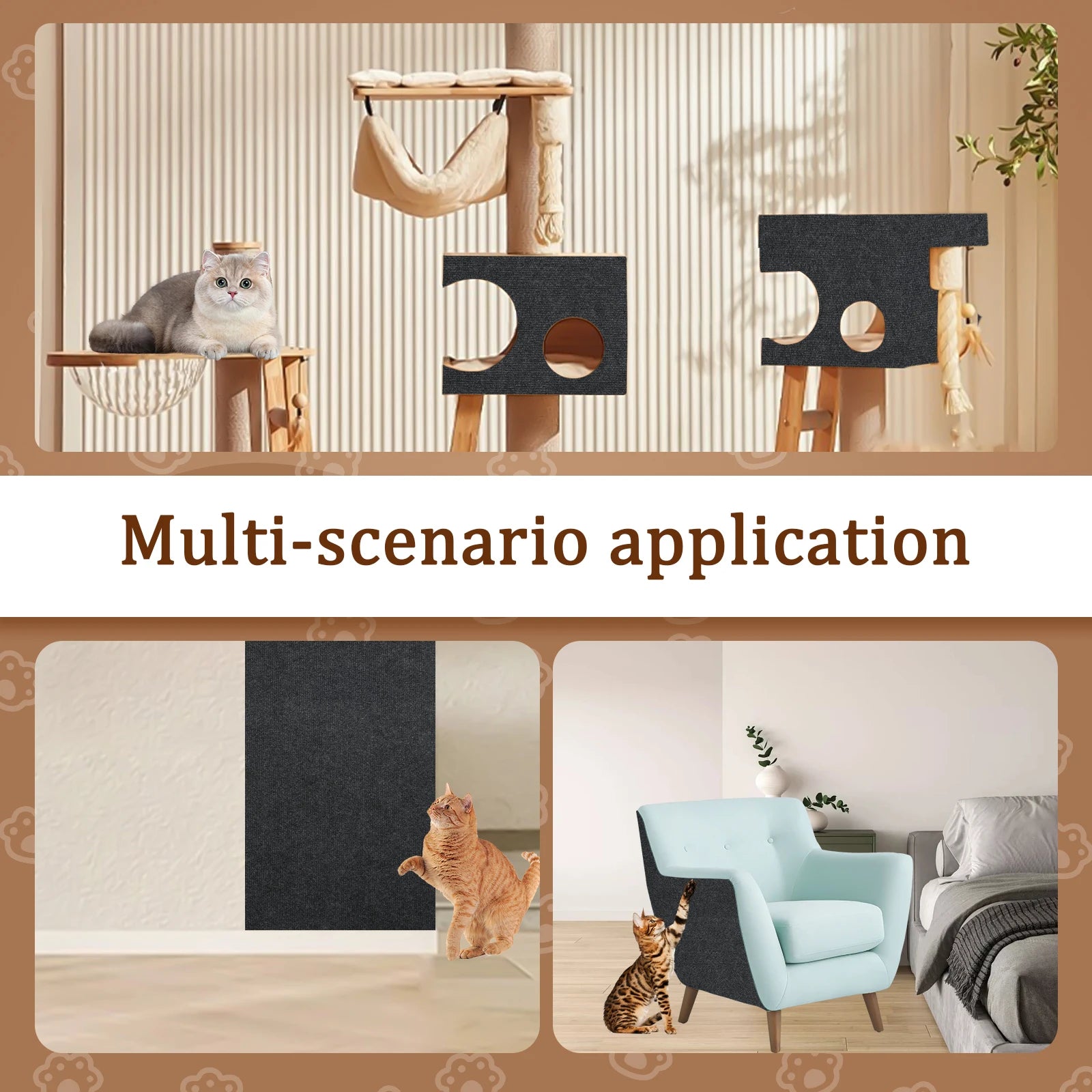 2M Cat Scratch Protector Self-adhesive Trimmable Sofa Protection Artifact Durable Anti-cat Scratch Furniture Pads Cat Supplies