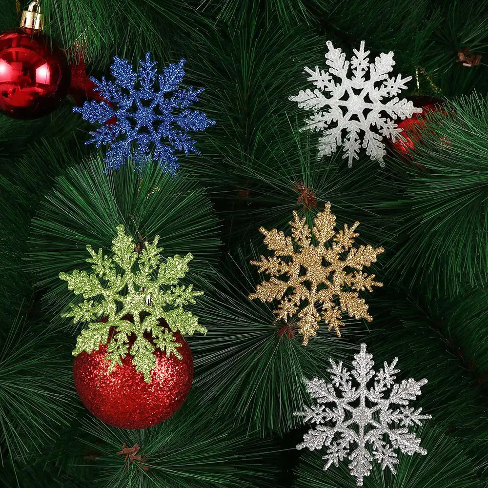 12PCS 7.5cm Hot Hanging pendant DIY Craft Charming Glitter Snowflake Party Ornaments Christmas Tree Decor Festival Decoration