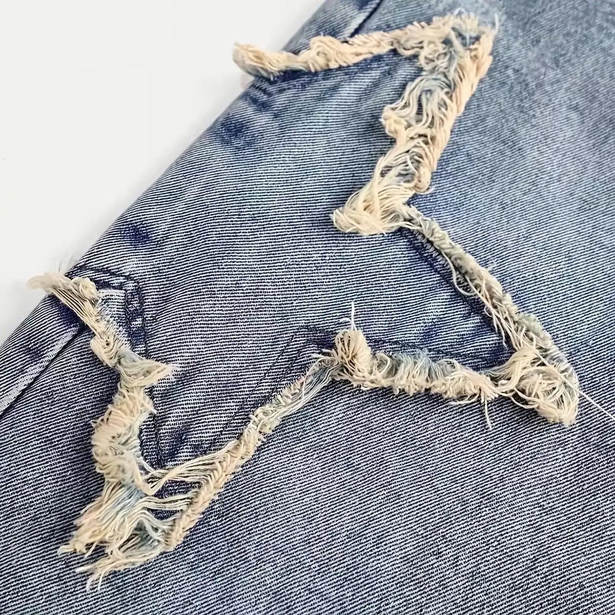 Fashion Teenager Girls Denim Pants Boys Star Raw Edge Patchwork