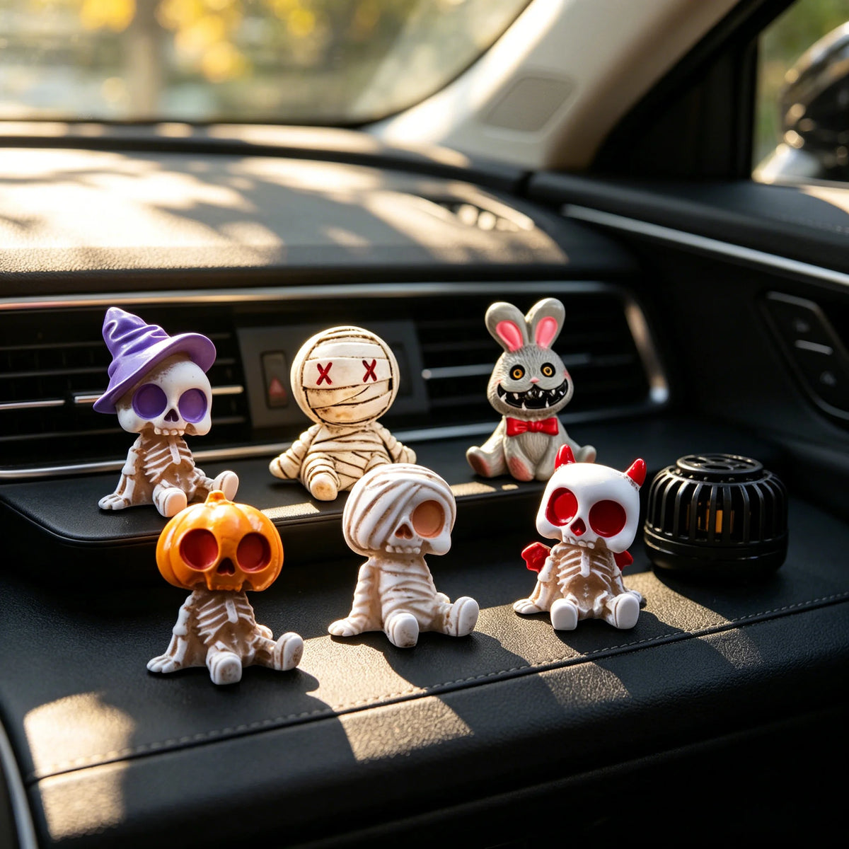 6pcs Halloween Resin Skeleton Mummy Figurines Mini Statues for DIY Micro Landscape Bonsai Car Desk Decor Gift for family