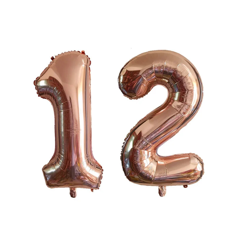 2pcs 32inch Rose Gold Balloon Number Banner 18 25 30 40 50 60 Birthday Party Decoration Kids Adult Anniversary Digit Foil Ballon