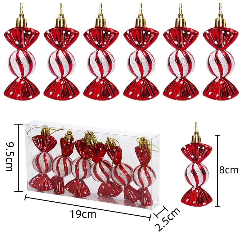 6pcs Christmas Candy Cane Pendant Xmas Tree Hanging Ball Ornaments Christmas Decorations for Home 2026 New Year Gift