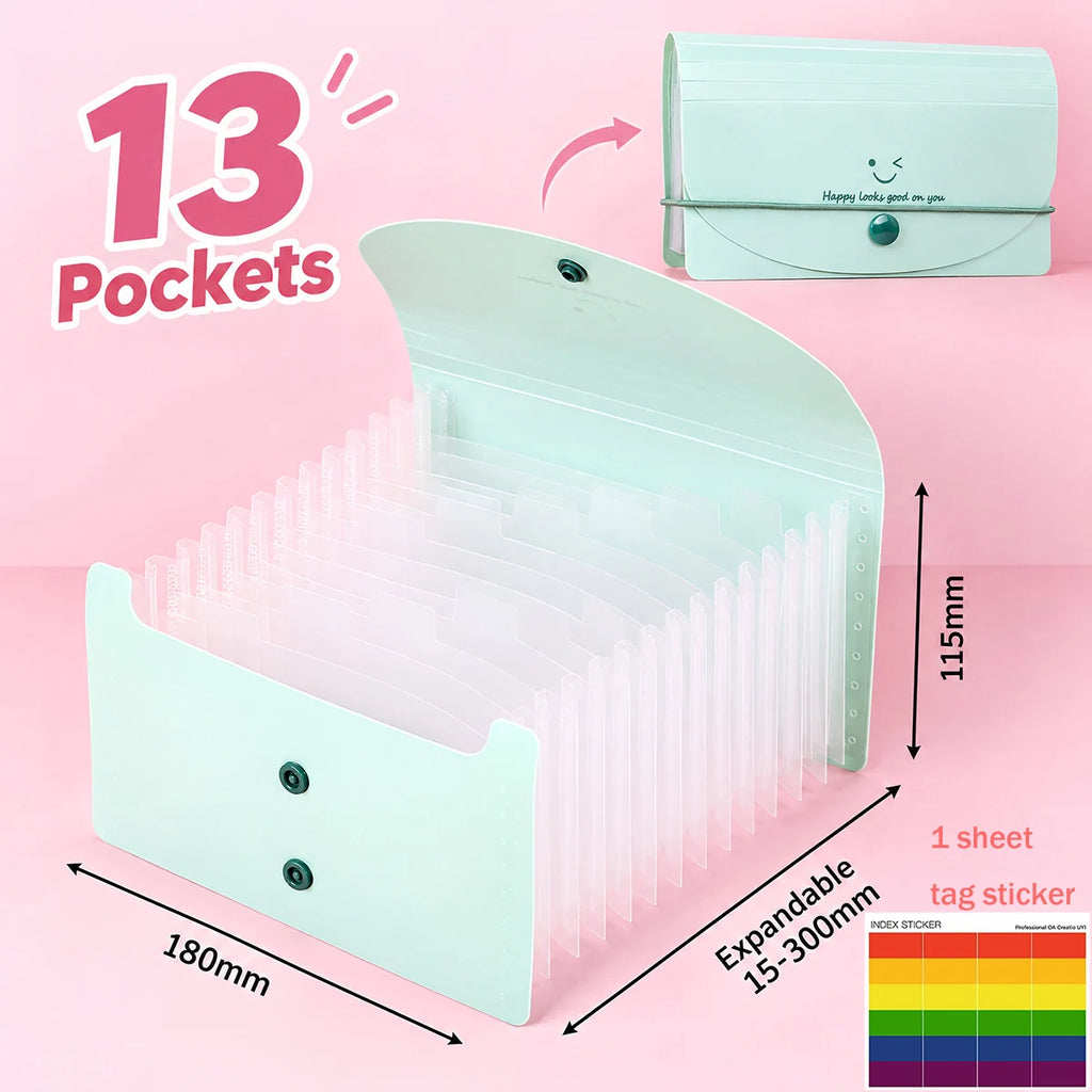 Large Capacity Sticker Storage Organizer 7/13 Expandable Pockets A6