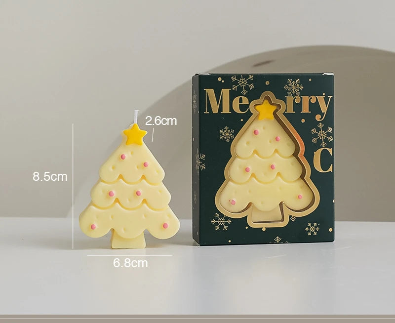 Christmas Scented Candle with Box Mini Christmas Tree Shape Fragrance Candle Home Decor Candle Gift for Friends Women Souvenir