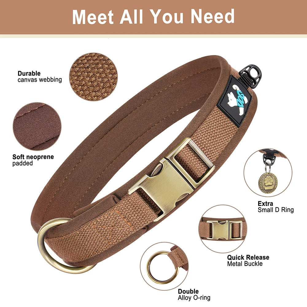 Soft Padded Dog Collar Durable Nylon Dog Collars Necklace Adjustable Pet Necklaces for Small Medium Large Dogs French Bulldog