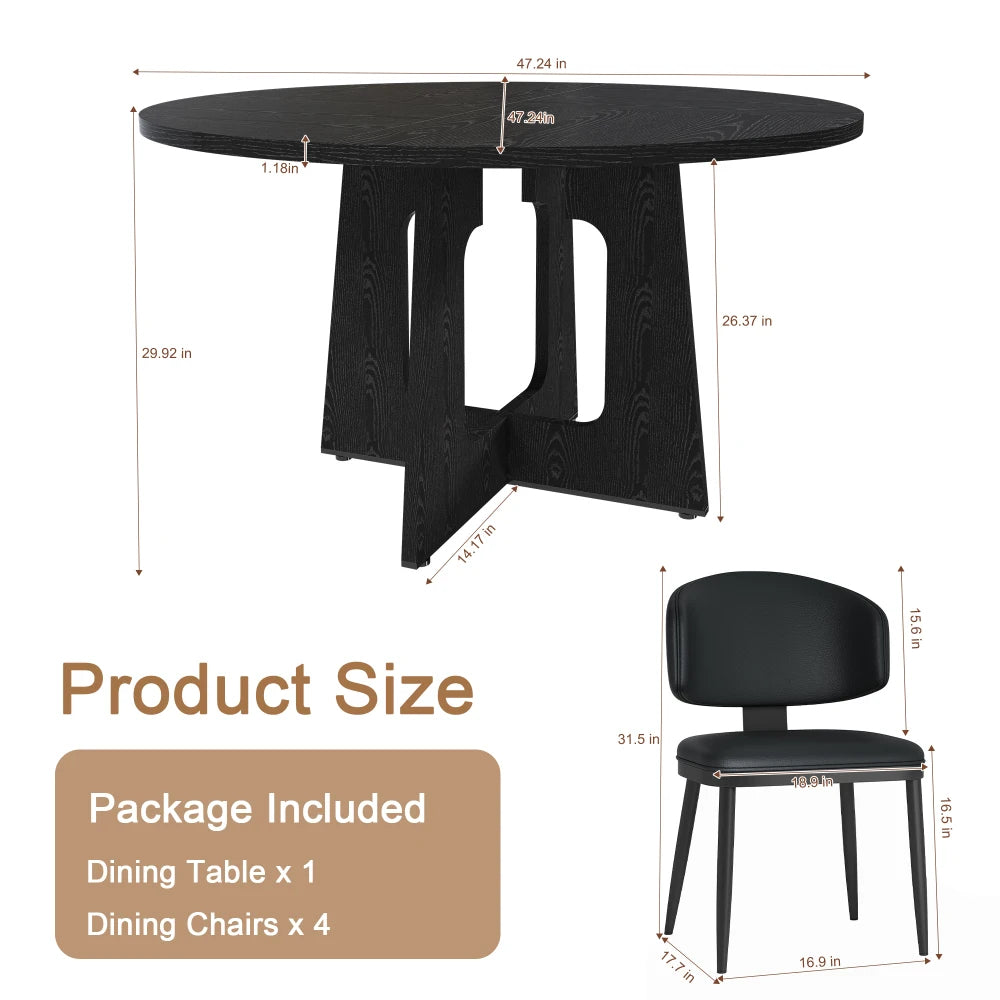 Round Dining Table Set for 4