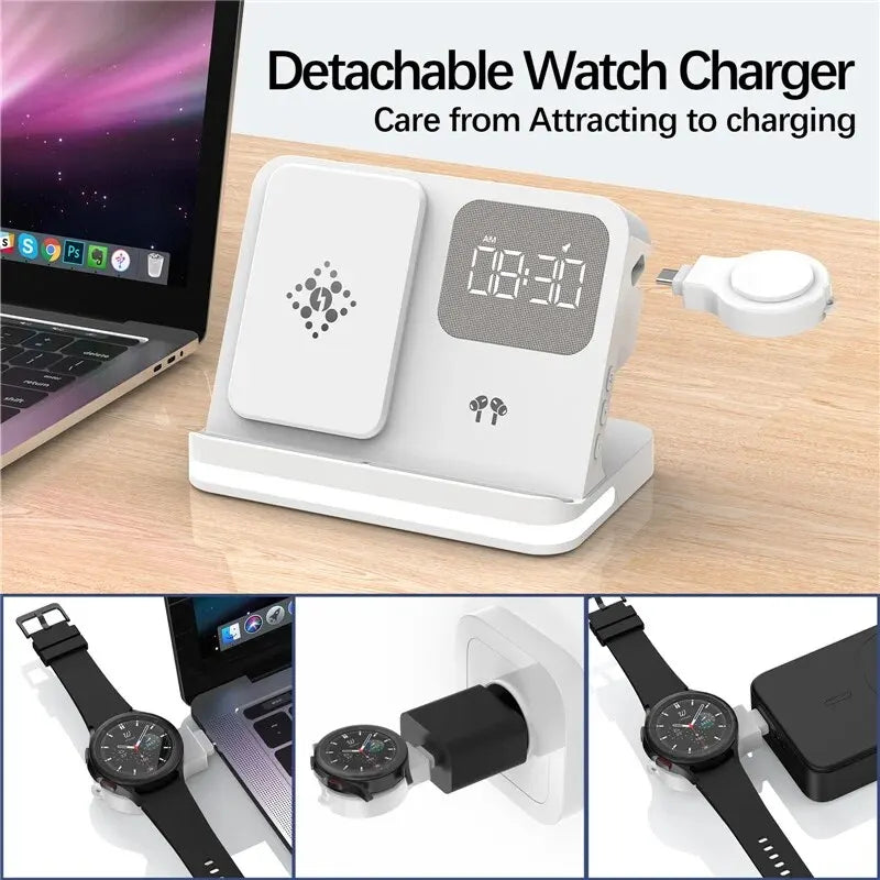 Wireless Charger Stand For iPhone 15 14 Samsung S23 S22 Ultra Fold Z Flip Galaxy Watch Active Buds Fast Charging Station Holder
