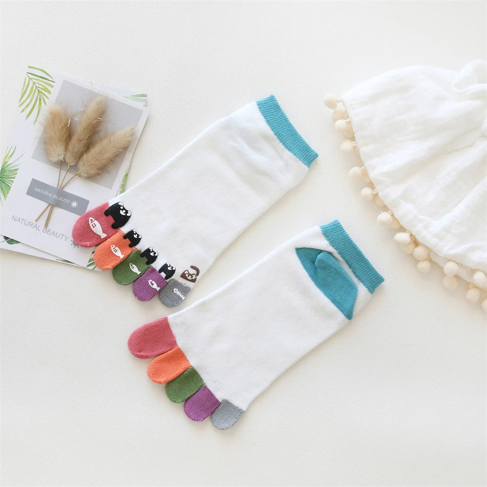 New Chic Funny Cute Cat Fish Colored Five Fingers Split Toes Socks Soft Cotton Christmas Sweet Gift Sokken Dropship