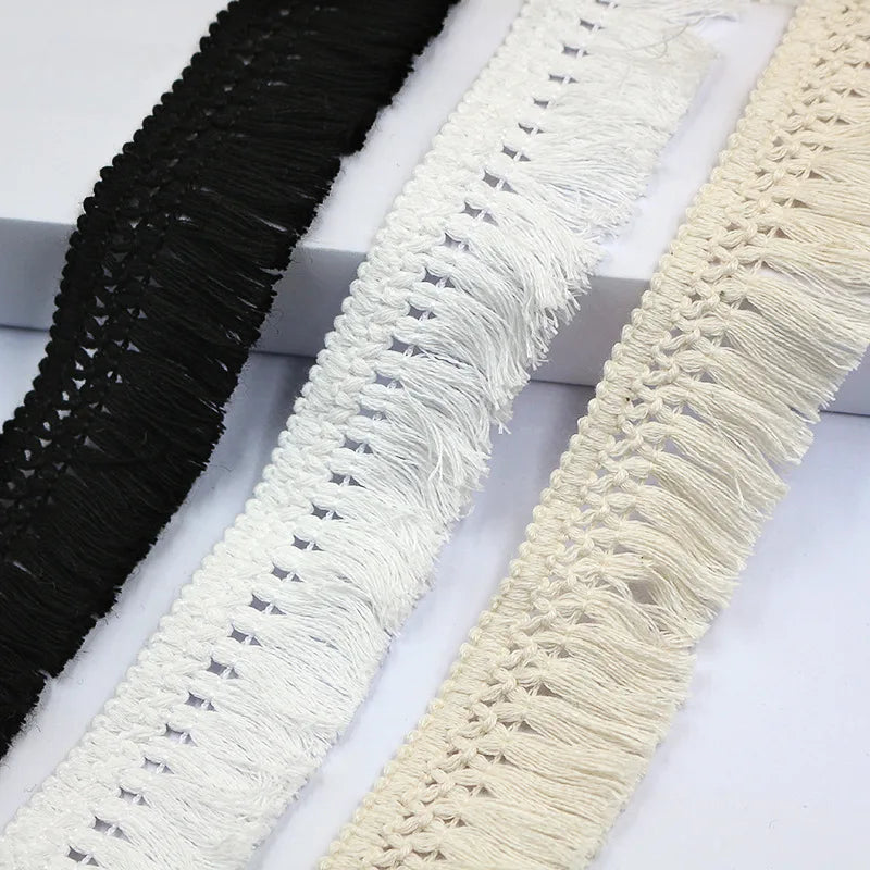 5Yard/Lot Color Cotton Fringed Lace Trim Tassel Wide 4CM Handmade DIY Garment Dress Scarves Curtain Tablecloth Sofa Accessories