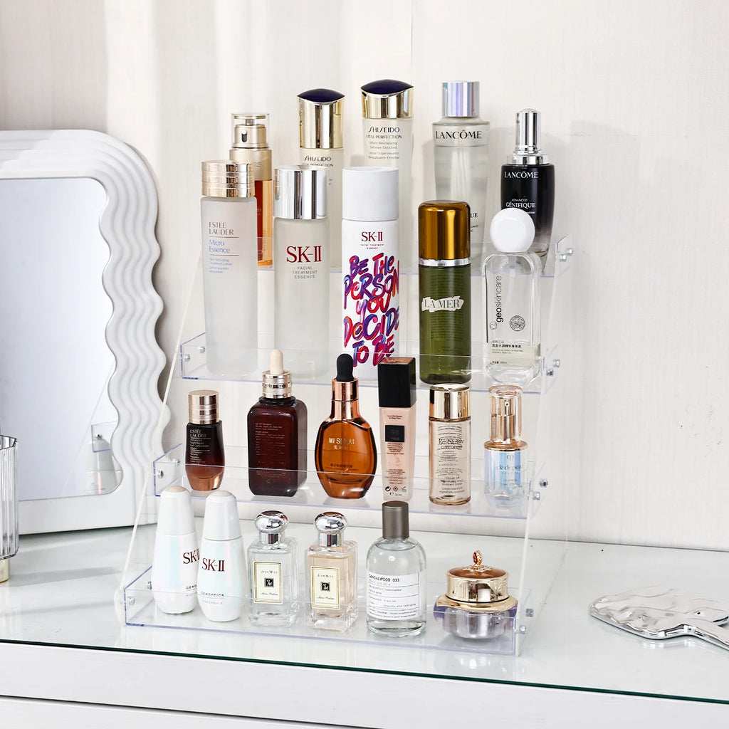 1pc stepped acrylic high skin care product storage rack desktop cosmetics storage rack storage box perfume organizer