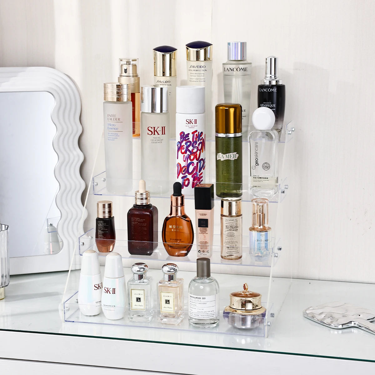 1pc stepped acrylic high skin care product storage rack desktop cosmetics storage rack storage box perfume organizer