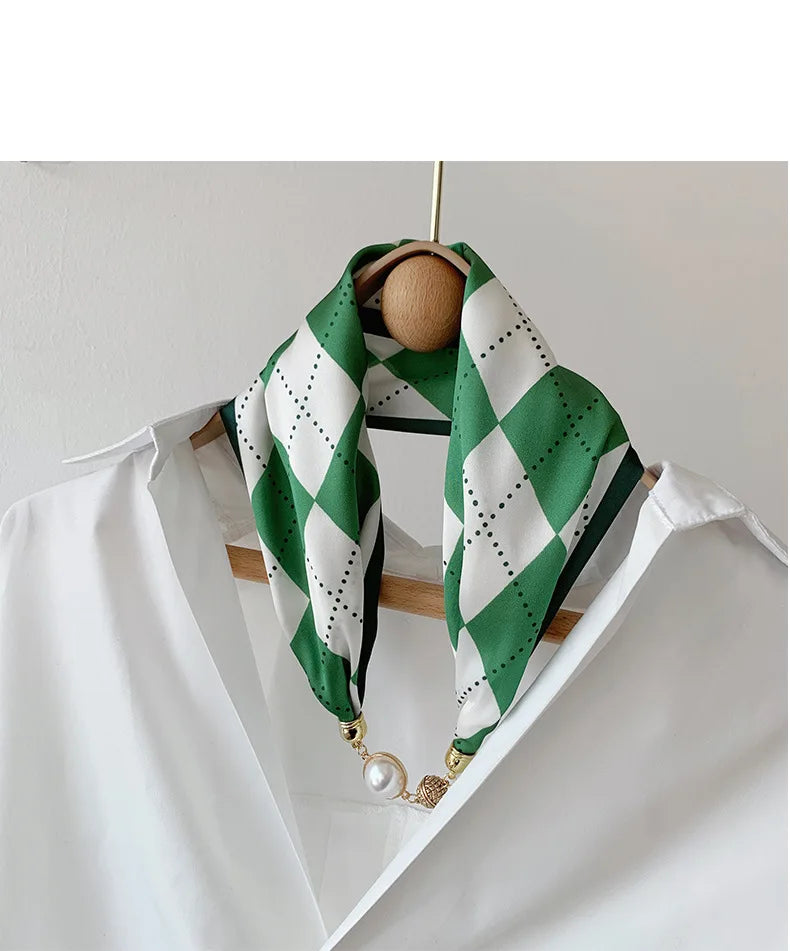 Imitation Silk Scarf Magnetic Buckle Necklace Pendant Wearing Spring and Autumn Cervical Protection for Women