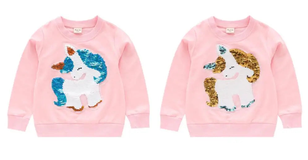 Cute Cat Baby Girls Hoody Sweatshirt Toddler Kids Cotton Sequins Cartoon Sweater Children Spring Autumn Clothes Tops