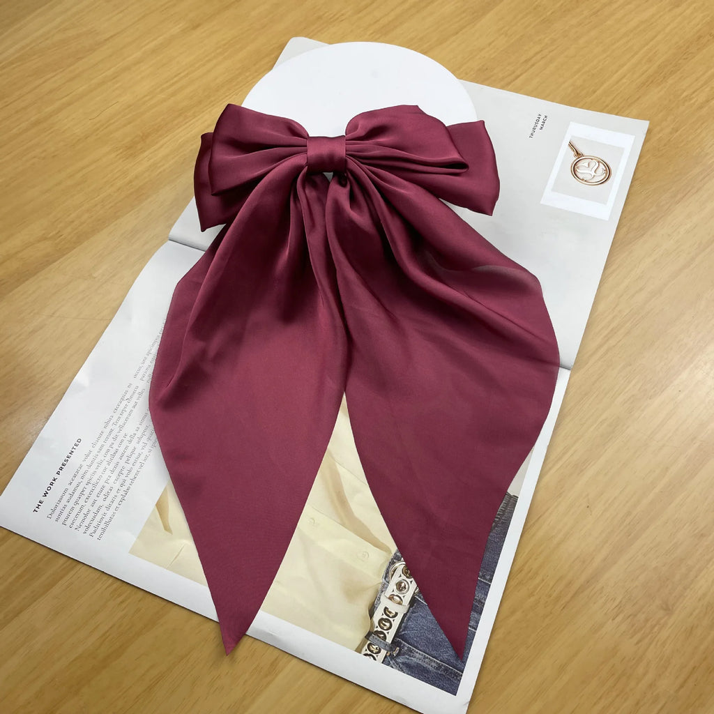 30 Solid Elegant Satin Bow Hairpin Women Girls Spring Hair Clips Headwear Ponytail Hairclips Barrettes Girls Hair Accessories