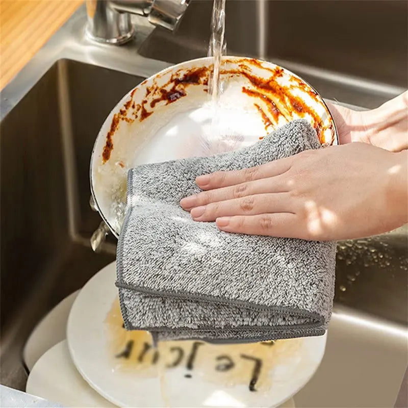 Microfiber Kitchen Towel Set Bamboo Fier Towels for Kitchen Napkin Soft Dish Cloth Absorbent Cleaning Cloth Rags1/2/4/5Pcs