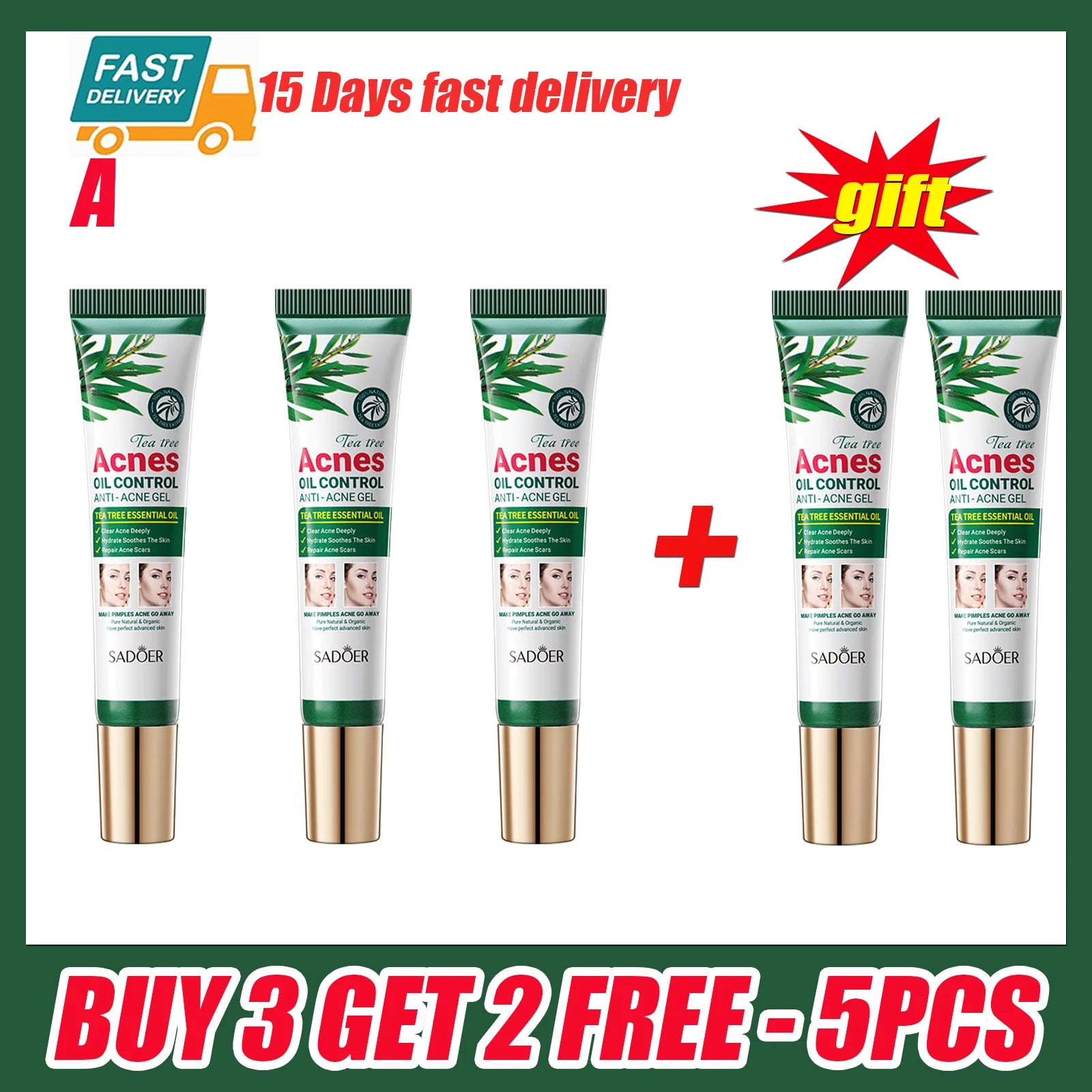 Tea Tree Acne Removing Cream Facial skincare Oil Control Face Gel Creams Hydrating Moisturizing Facial Cream Skin Care Set