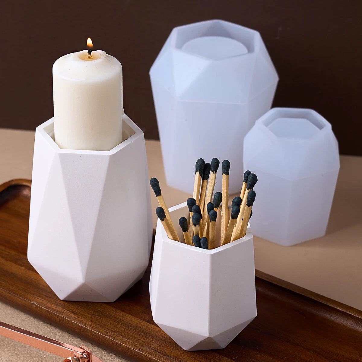 Geometric Hexagonal Jar Silicone Mold DIY Plaster Concrete Casting Pen Holder Vase Jewelry Storage Mold Craft Making Home Decor
