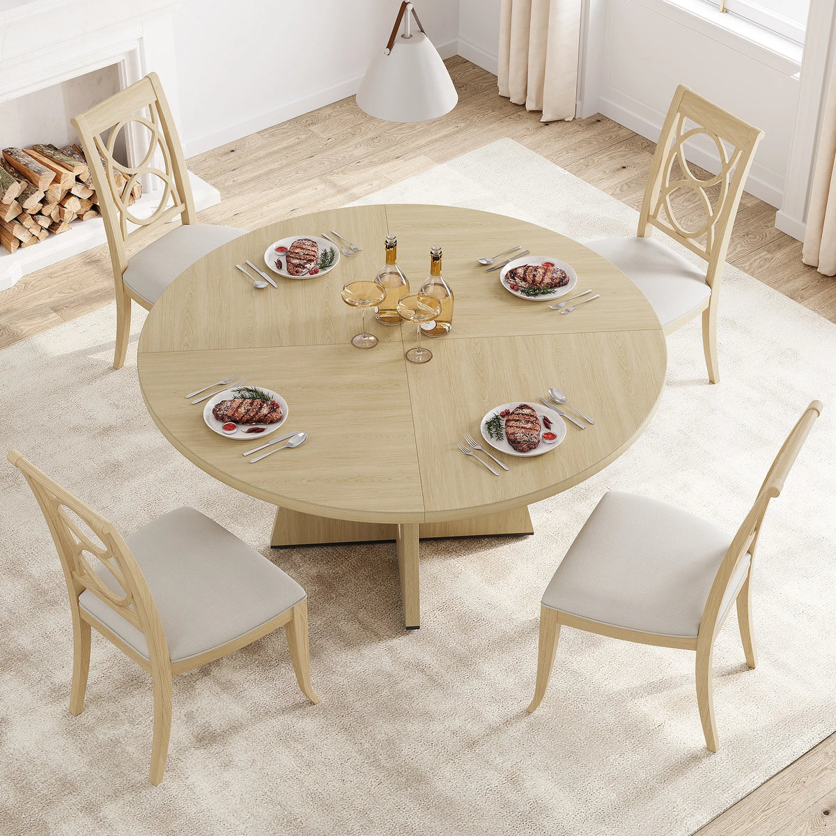 47 Inch Round Dining Table For 4-6